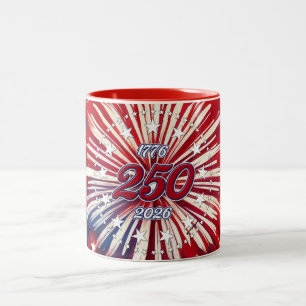 Amerikas 250. Geburtstag 1776-2026 RWB Feuerwerk Zweifarbige Tasse