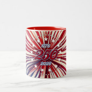 Amerikas 250. Geburtstag 1776-2026 RWB Feuerwerk Zweifarbige Tasse