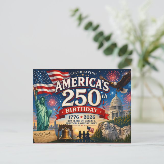 Amerikas 250. Geburtstag 4. Juli Postkarte (Stehend Vorderseite)
