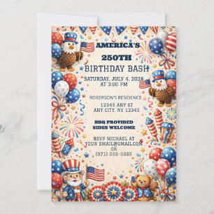 Amerikas 250. Geburtstag Einladung Patriotisch