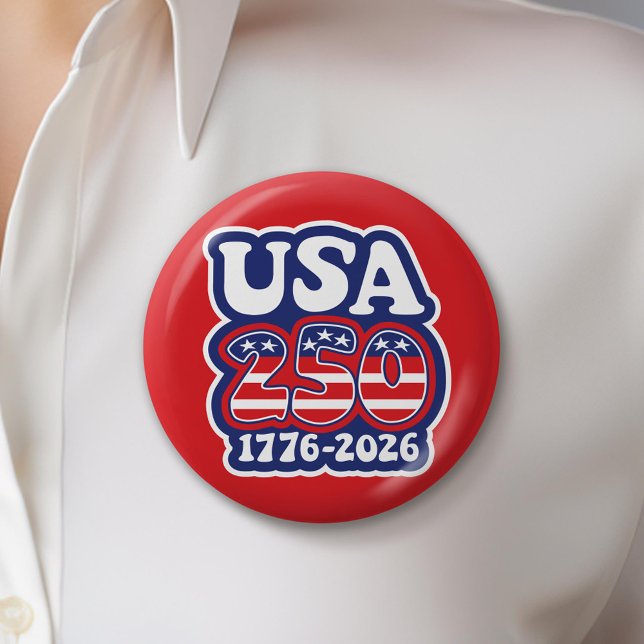 Amerikas 250. Geburtstag - Groovy USA 250 Button (Celebrate America's 250th Birthday with a Collectible Button for the 2026 Festivities)
