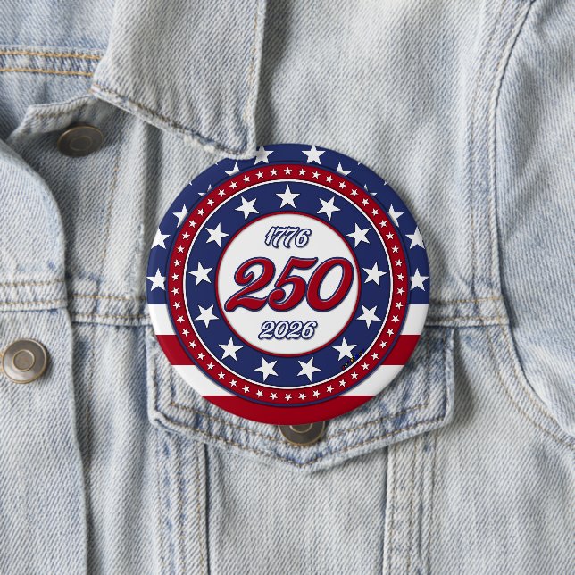 Amerikas 250. Geburtstag mit der USA-Flagge Button (Beispiel)