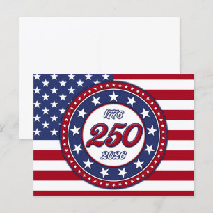 Amerikas 250. Geburtstag mit der USA-Flagge Einladungspostkarte