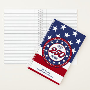 Amerikas 250. Geburtstag mit der USA-Flagge Notizbuch