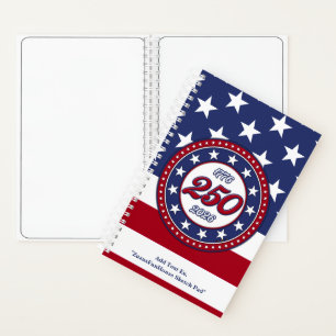 Amerikas 250. Geburtstag mit der USA-Flagge Notizbuch