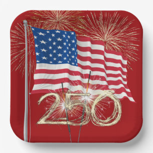 Amerikas 250. Geburtstag mit Sparklern Pappteller