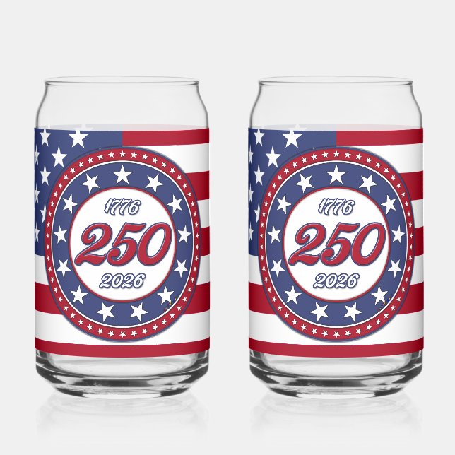 Amerikas 250. Geburtstag mit USA-Flagge Dosenglas (Links)