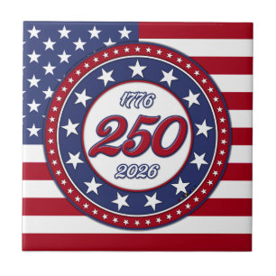 Amerikas 250. Geburtstag mit USA-Flagge Fliese