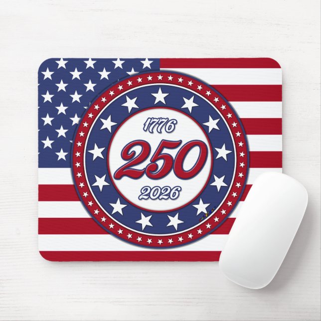 Amerikas 250. Geburtstag mit USA-Flagge Mousepad (Mit Mouse)
