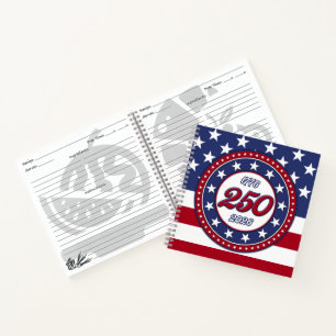 Amerikas 250. Geburtstag mit USA-Flagge Notizbuch