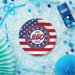 Amerikas 250. Geburtstag mit USA-Flagge Pappteller