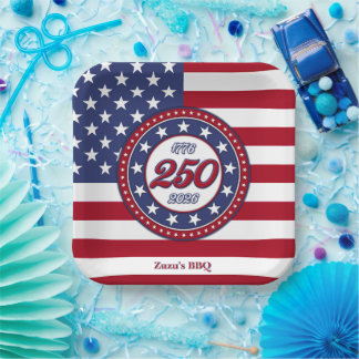 Amerikas 250. Geburtstag mit USA-Flagge Pappteller