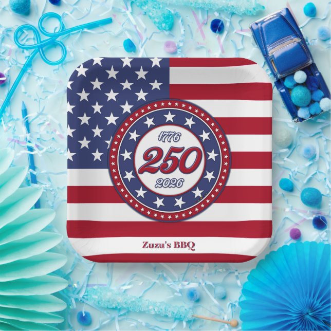 Amerikas 250. Geburtstag mit USA-Flagge Pappteller (Party)