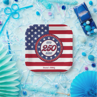 Amerikas 250. Geburtstag mit USA-Flagge Pappteller