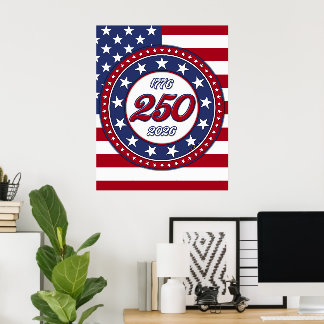 Amerikas 250. Geburtstag mit USA-Flagge Poster