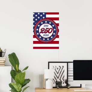 Amerikas 250. Geburtstag mit USA-Flagge Poster