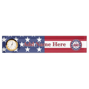 Amerikas 250. Geburtstag mit USA-Flagge Schreibtis Namensplakette