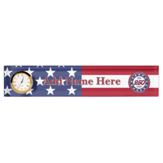 Amerikas 250. Geburtstag mit USA-Flagge Schreibtis Namensplakette