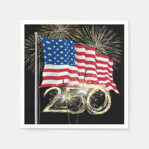Amerikas 250. Geburtstag mit Wunderkerzen Serviette