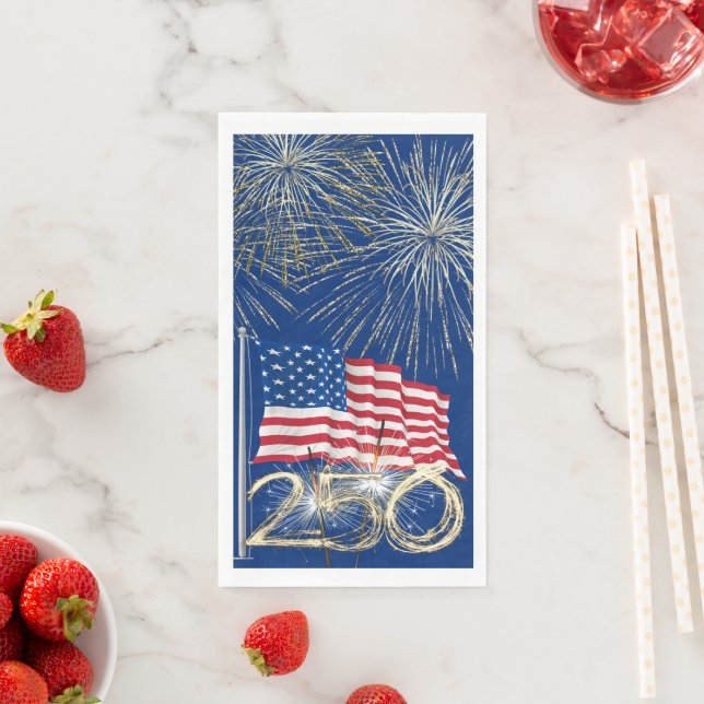 Amerikas 250. Geburtstag mit Wunderkerzen Serviette (Beispiel)