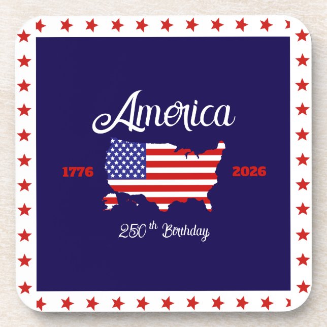 Amerikas 250. Geburtstag Patriotisch Getränkeuntersetzer (Vorderseite)