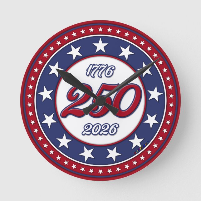 Amerikas 250. Geburtstag Runde Wanduhr (Vorderseite)