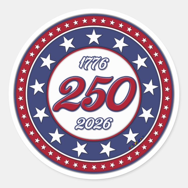 Amerikas 250. Geburtstag Runder Aufkleber (Vorderseite)