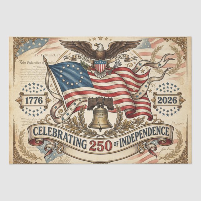 Amerikas 250. Geburtstag Seidenpapier (Vorderseite)