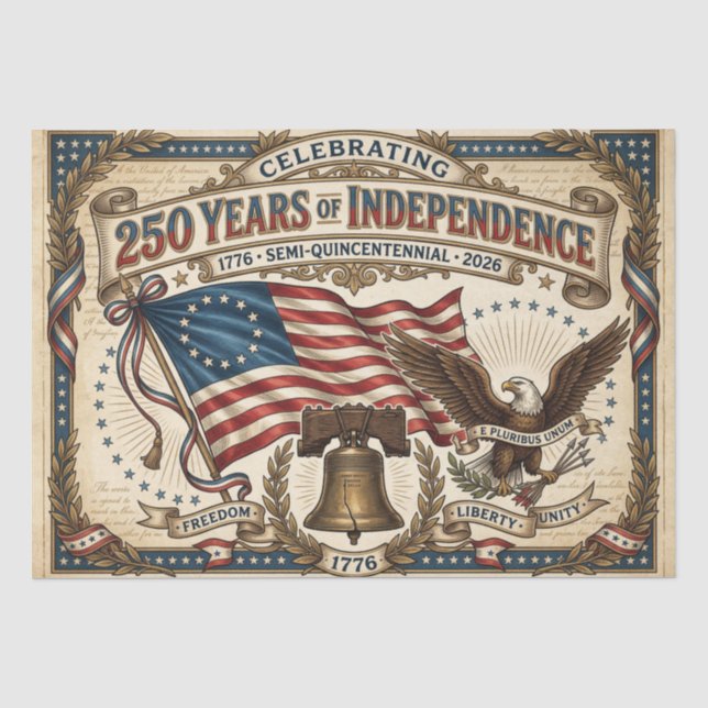 Amerikas 250. Geburtstag Seidenpapier (Vorderseite)