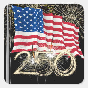 Amerikas 250. Geburtstags-Funkenschläger und Feuer Quadratischer Aufkleber