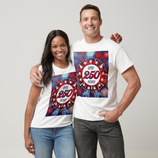 Amerikas 250. Geburtstags-Grafische Feuerwerksexpl T-Shirt