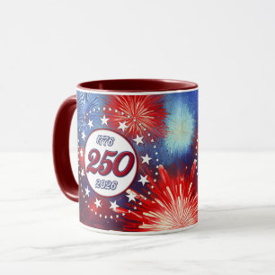 Amerikas 250. Geburtstags-Grafische Feuerwerksexpl Tasse