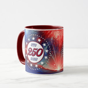 Amerikas 250. Geburtstags-Grafische Feuerwerkswolk Tasse