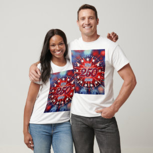 Amerikas 250. Geburtstags-Grafisches Feuerwerk-Bur T-Shirt