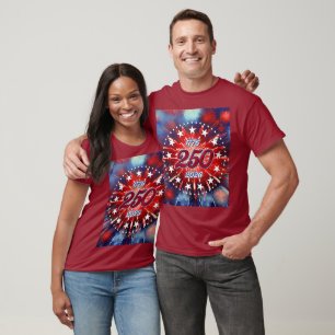 Amerikas 250. Geburtstags-Grafisches Feuerwerk T-Shirt