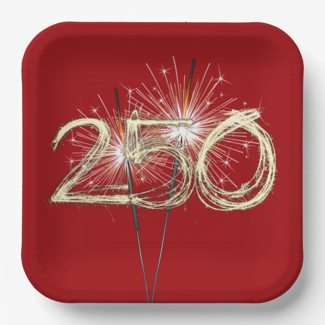 Amerikas 250. Geburtstagsparty-Sparkler Pappteller (Vorderseite)