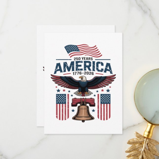 Amerikas 250. Jahrestag Dankeskarte (Vorderseite/Rückseite Beispiel)