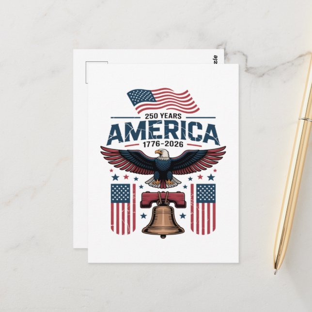 Amerikas 250. Jahrestag Postkarte (Vorderseite/Rückseite Beispiel)