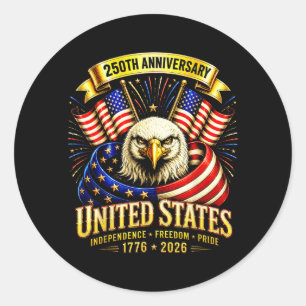 Amerikas 250. Jubiläum 1776-2026 Patriotisches USA Runder Aufkleber