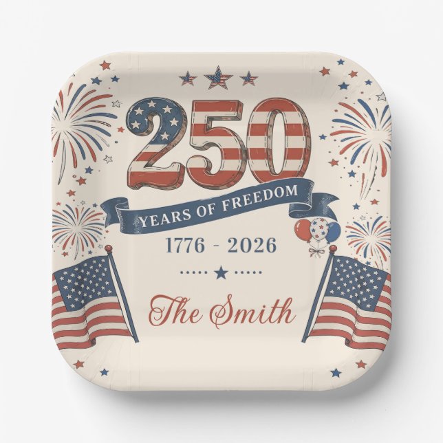 Amerikas 250. Jubiläum Papierplatten Pappteller (Vorderseite)