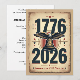Amerikas 250. Jubiläum Patriotisch Historisch Einladung