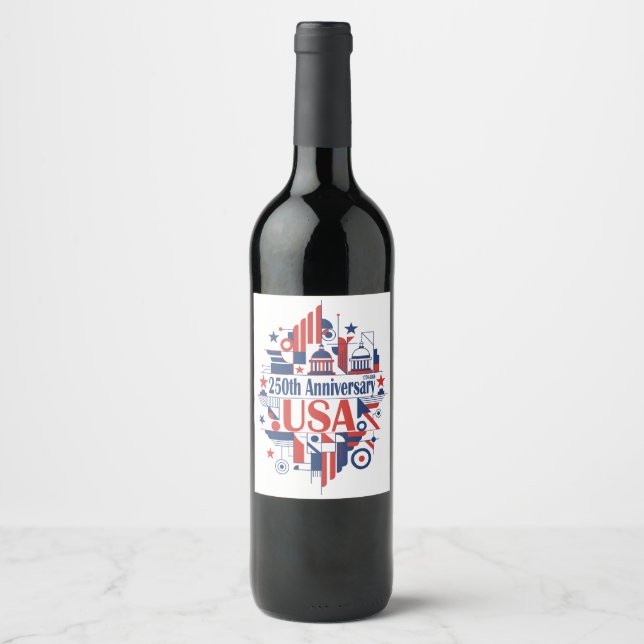 Amerikas 250. Jubiläum Weinetikett (Vorderseite)