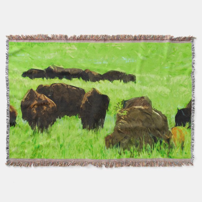 Amerikas Bison mit jungem Abstraktem Impressionism Decke (Vorderseite)