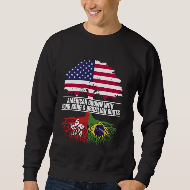 Amerikas Erbe mit Flaggen Hongkong Brasilien Sweatshirt (Vorderseite)
