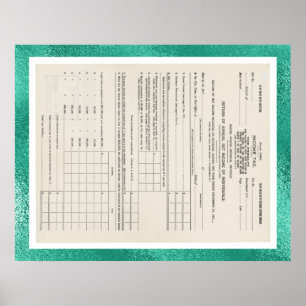 Amerikas erste Einkommenssteuer-Form 1040 Glas Poster