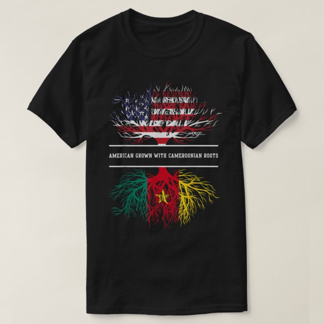 Amerikas Erwachsenenalter mit kamerunischer Roots- T-Shirt (Design vorne)