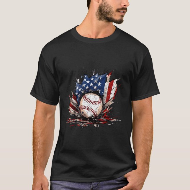 Amerikas Favorit Baseball zerstört Fahne T-Shirt (Vorderseite)
