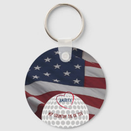 Amerikas Flag Patriotisches Golfer-Geschenk Schlüsselanhänger