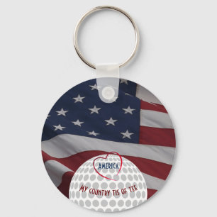 Amerikas Flag Patriotisches Golfer-Geschenk Schlüsselanhänger