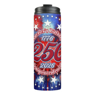 Amerikas Geburtstags-Semiquin-Grafik-Feuerwerk-Bur Thermosbecher